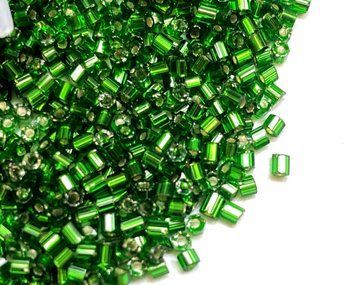 Green transparent with silver-plated center, Czech cut