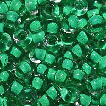 Green Transparent with colored center, Czech beads