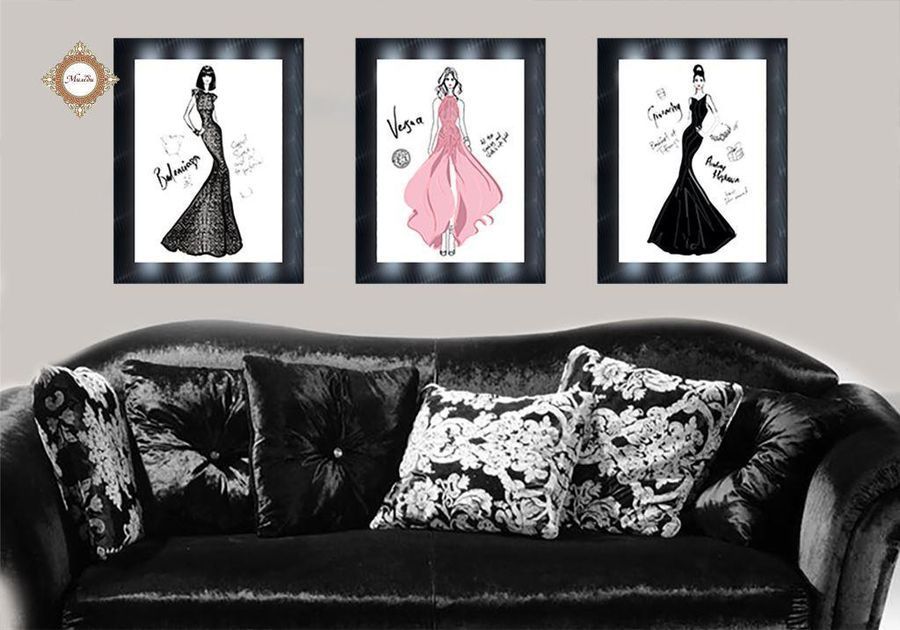 Fashion House, Complete kit triptych for DIY embroidery with beads, Kit