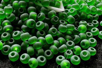 Green transparent matte large, Czech beads