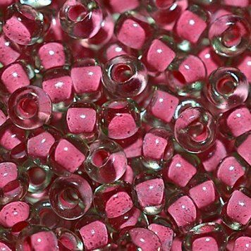 Pink-green Transparent with colored center, Czech beads