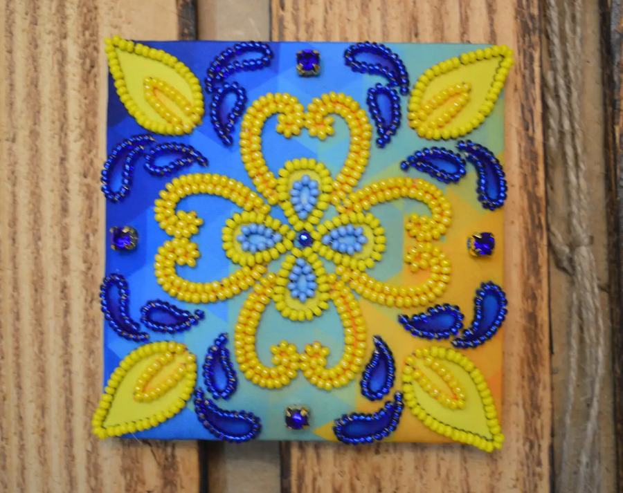 Faith (Volumetric tiles - panels (tiles)), Complete kit for creating a DIY amulet with beads and decorative elements, Kit