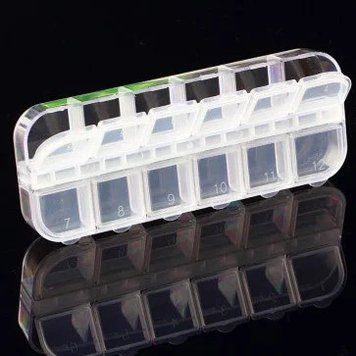 Small organizer for beads and small items, 12 cells