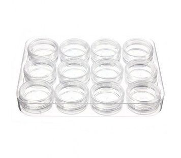 Organizer for beads and small items 12 jars in a plastic box