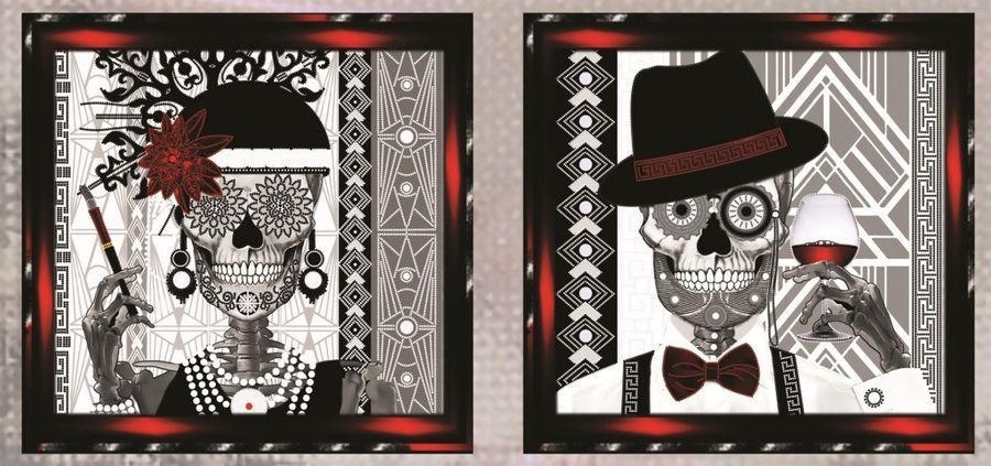 Eternal Love, Complete kit of diptych for DIY embroidery with beads and decorative elements, Kit