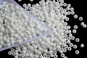 White natural opaque large, Czech beads