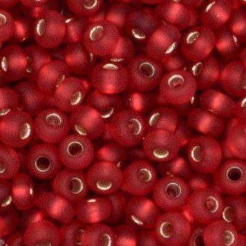 Rich red matte with silver center, Czech beads