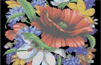 Bouquet of flowers, Scheme for self-embroidery (DIY) with beads (independent selection of materials), Scheme