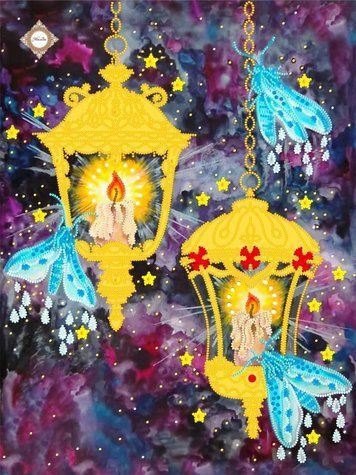 Lights of Love, Scheme for self-embroidery (DIY) with beads and decorative elements (independent selection of materials), Scheme