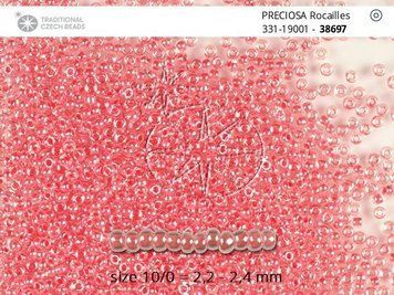 Pink transparent with painted center, Czech beads