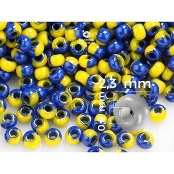 Yellow-blue harlequin, Czech beads