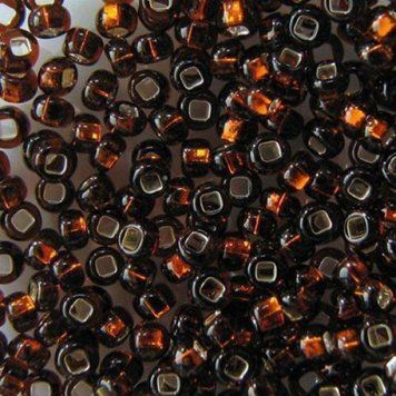 Dark brown with silver plated center, Czech beads