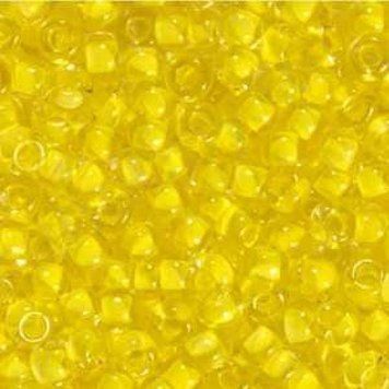 Bright yellow transparent with a colored center, Czech beads