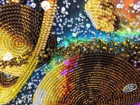 In space, Complete kit for DIY embroidery with beads and decorative elements, Kit