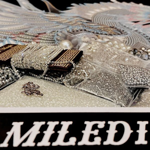 The Pearl of the Great BaiLong,Sacred Embroidery Artifact with Crystal and Glass Components, Kit