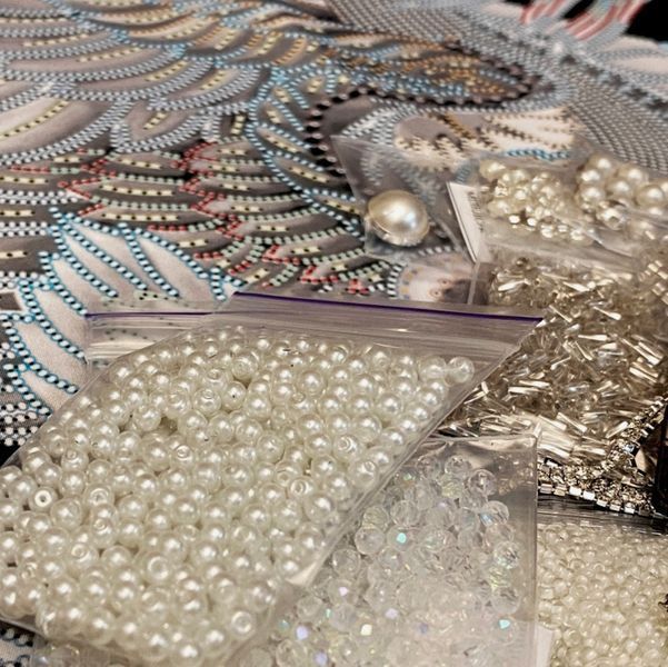 The Pearl of the Great BaiLong,Sacred Embroidery Artifact with Crystal and Glass Components, Kit