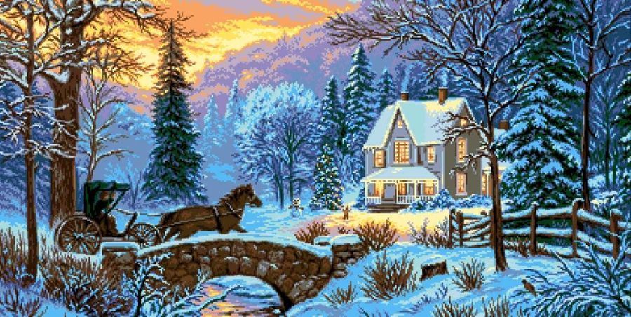 Magical Christmas, Complete kit for DIY embroidery with beads, Kit