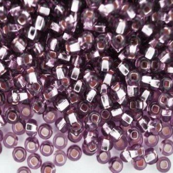 Light purple with silver center, Czech beads