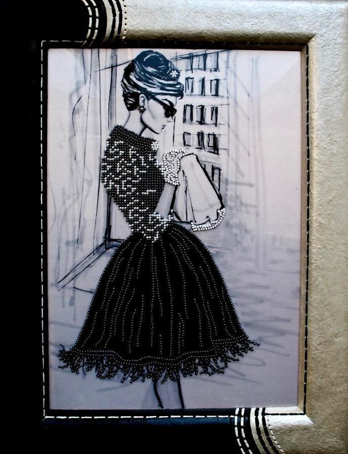 French chic, Complete kit for DIY embroidery with beads, Kit