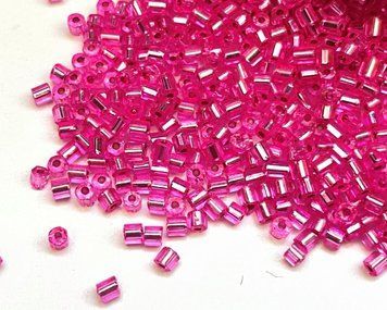 Bright pink with silver center, Czech cut