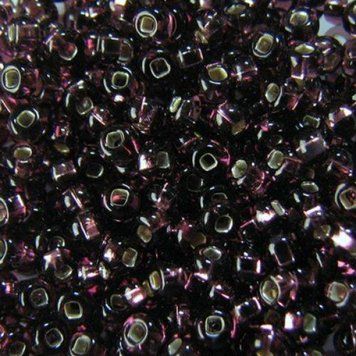 Purple with silver center, Czech beads