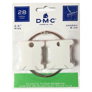 Plastic bobbins for floss with a ring