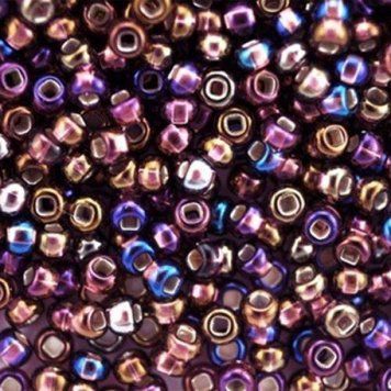 Purple rainbow with silver-plated center, Czech beads
