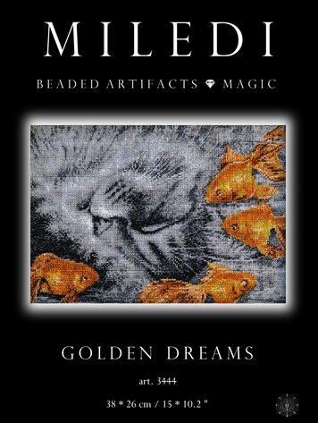 Golden dreams, Complete kit for DIY embroidery with beads, Kit