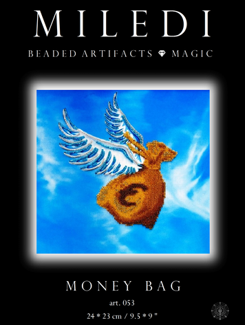 Money bag, Complete kit for DIY embroidery with beads, Kit