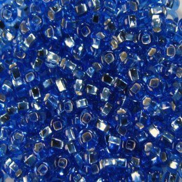 Blue-cornflower blue with silver center, Czech beads