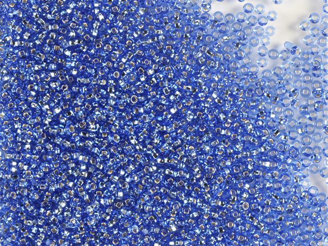 Blue-cornflower blue with silver center, Czech beads