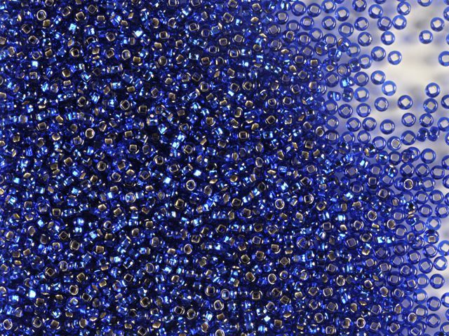 Dark cornflower blue with silver-plated center, Czech beads