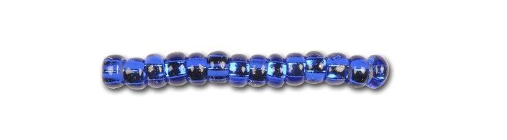 Dark cornflower blue with silver-plated center, Czech beads