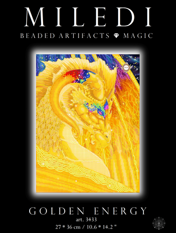 Golden energy! Complete kit for DIY embroidery with beads and decorative elements, Kit