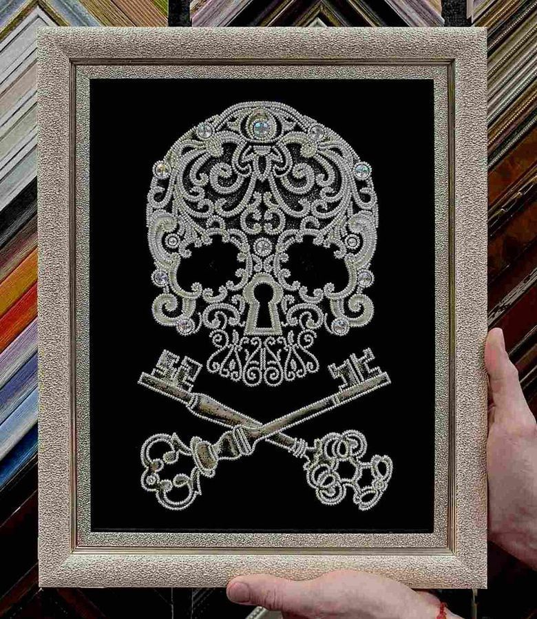 Magic keys of immortality, Complete kit for DIY embroidery with beads and decorative elements, Kit