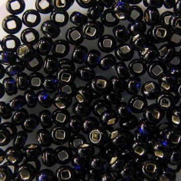 Black and blue with silver-plated center, Czech beads