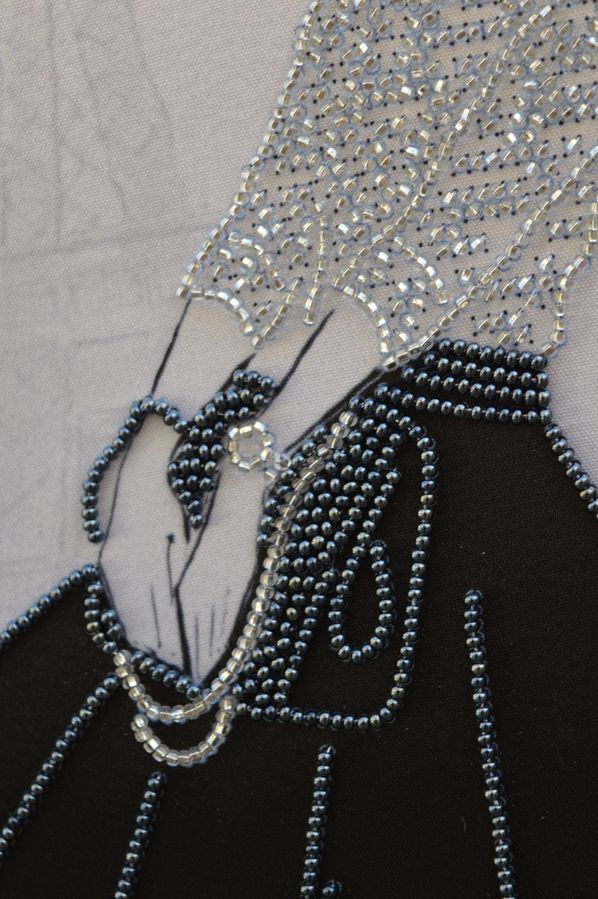 Walking around Saint-Germain, Complete kit for DIY embroidery with beads, Kit