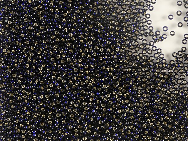 Black and blue with silver-plated center, Czech beads