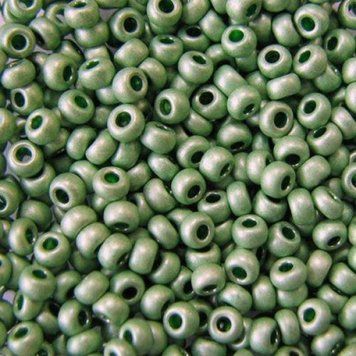 Light green metallic matte, Czech beads