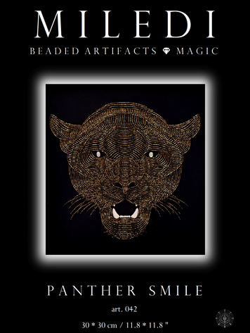 Panther smile, Complete kit for self-embroidery in the bead mosaic technique, Kit