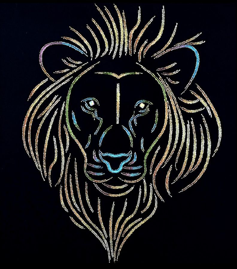Lion king, Complete kit for self-embroidery in the bead mosaic technique, Kit