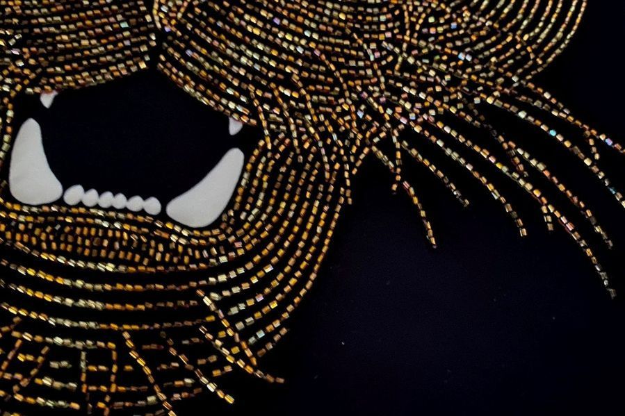Panther smile, Complete kit for self-embroidery in the bead mosaic technique, Kit
