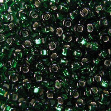 Dark green with silver-plated center, Czech beads