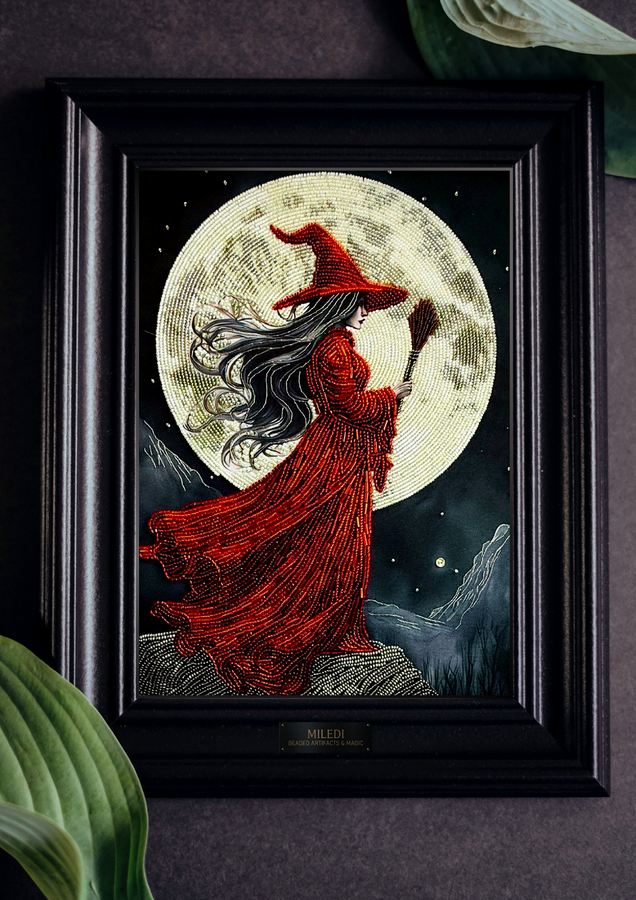 Witch full moon, Повний набір для самостійної вишивки бісером (DIY) та декоративними елементами Miledi 3463