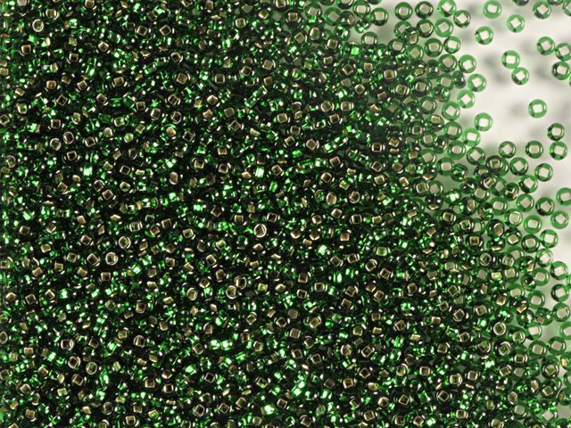 Dark green with silver-plated center, Czech beads
