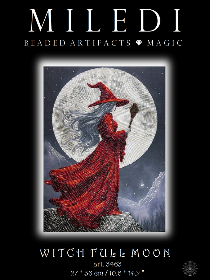 Witch Full Moon embroidery kit glass beads materials