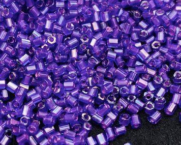 Blue transparent with lilac center, Czech cut