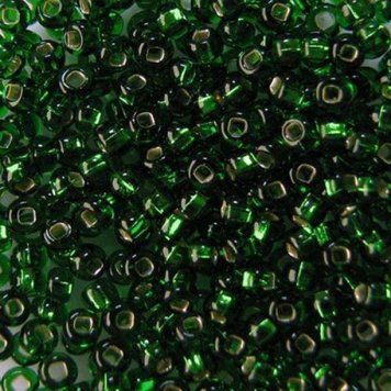 Dark green with silver-plated center, Czech beads