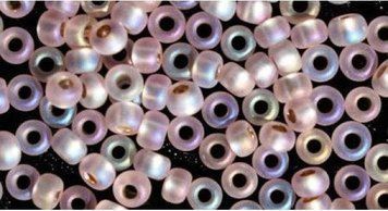 Pale pink with AB matte with painted silver center, Czech beads