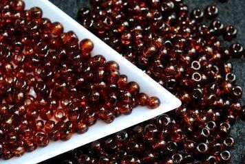 Dark amber transparent large, Czech beads